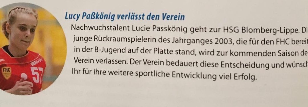 Wechsel zur neuen Saison zur HSG Blomberg/Lippe